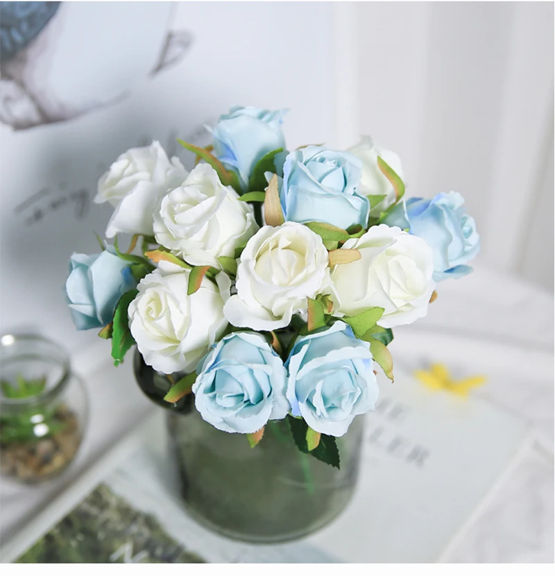 yumai 1 Связка Шелковая Роза Цветы Искусственные Букеты для Свадьбы Центральные Украшения Стола