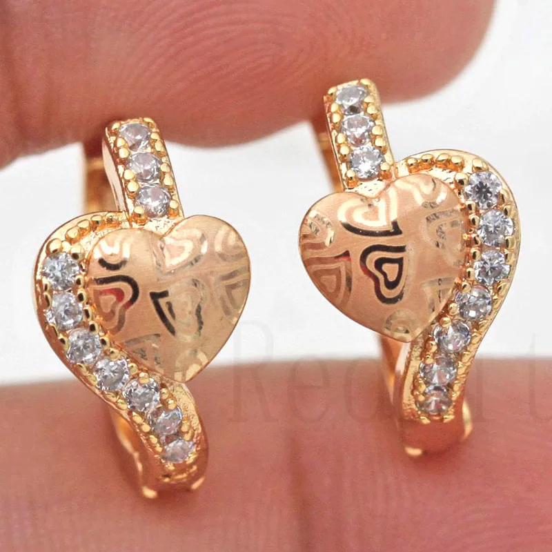 

Women's Earrings Gold Filled Chic HoneyBees Teardrop Zircon Hoop Earrings For Women Heart Shape Jewelry For Woman Girl Gift