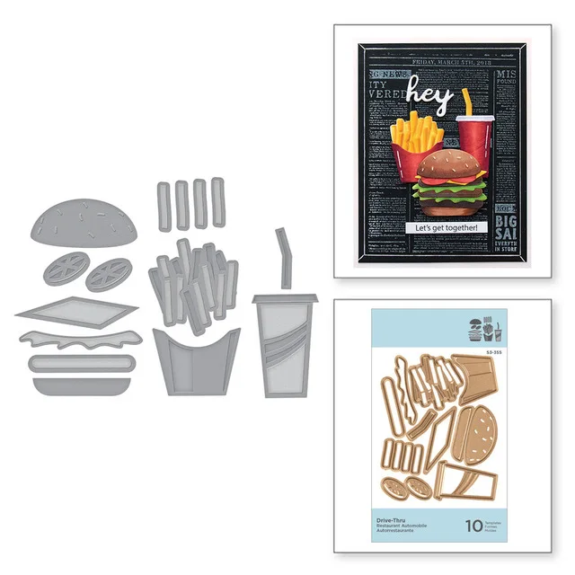 

French fries Cola hamburger Metal Cutting Dies DIY Scrapbook Craft Embossing Knife mold Making Photo Card Stencil Template New