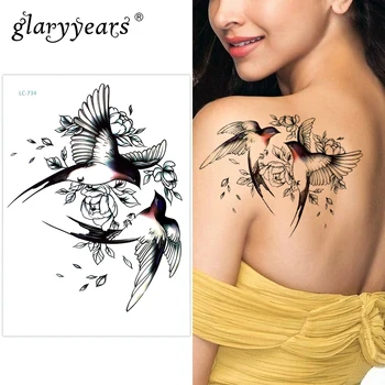 

Glaryyears A Bit Big Arm Temporary Tattoo Sticker Sparrow Fake Tatoo Sleeve Flash Tatto Waterproof Body Art Women LC-734