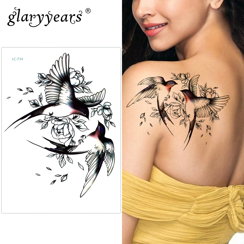 Glaryyears قليلا كبيرة الذراع المؤقتة الوشم ملصق سبارو وهمية الوشم الأكمام فلاش تاتو للماء الجسم الفن النساء LC-734