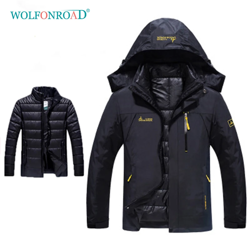 WOLFONROAD мужские и женские большие размеры 2 шт. куртки для спорта на открытом воздухе термальные пальто зимние походные куртки для кемпинга одежда альпинистская