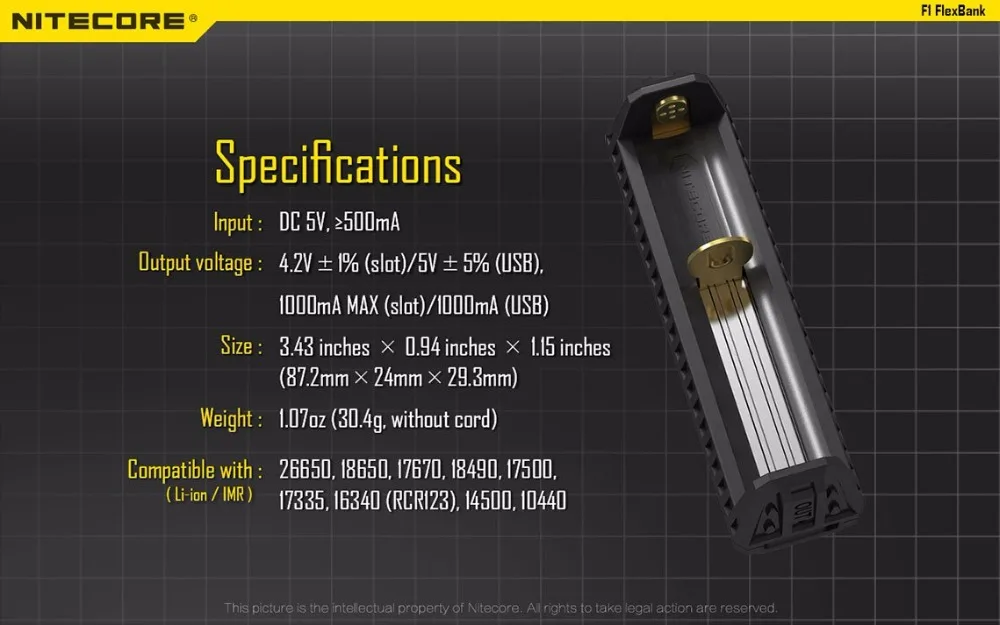 NITECORE F1 Батарея Зарядное устройство 5V 1A с эффектом приближения c зарядкой Micro-USB Смарт Мощность банка для батарей Li-Ion(литий-ионных батарей IMR 26650 18650 10440 14500 батареи Зарядное устройство C2