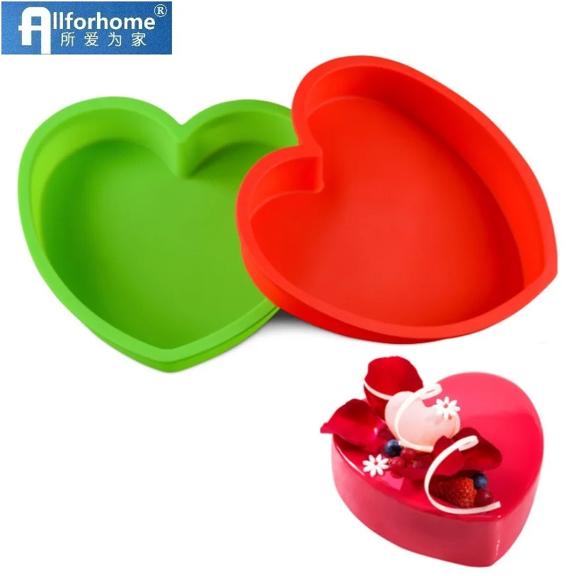 8 Inch Heart Shape Silicone Cake Baking Pans Mousse Cake Making Tray