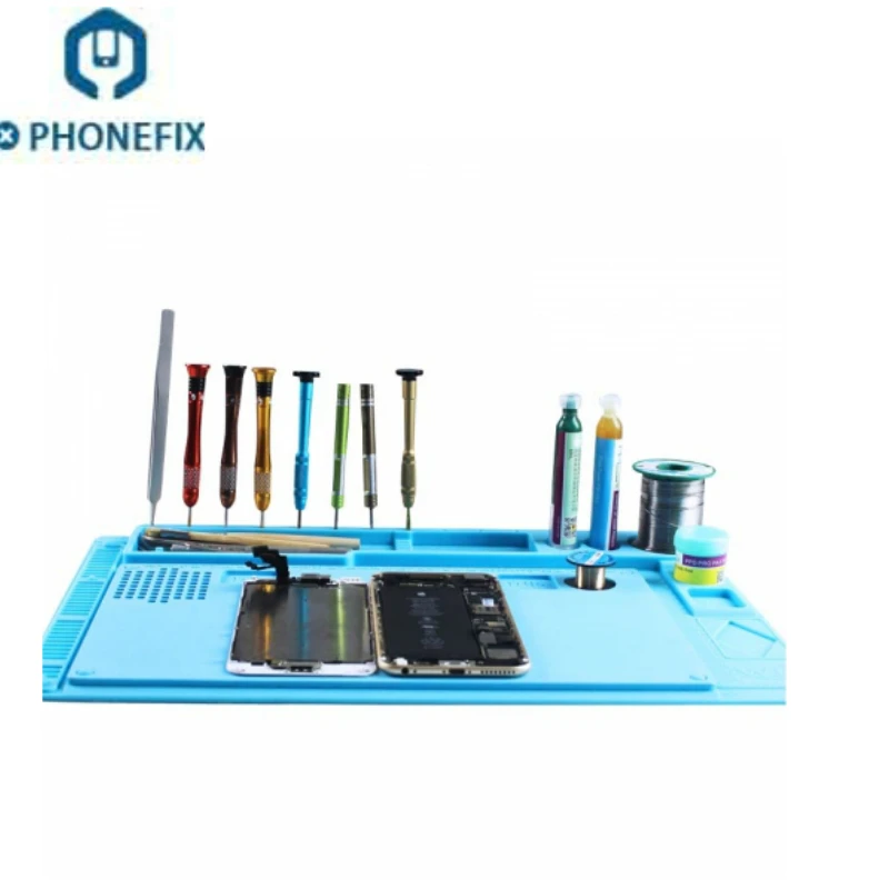 

PHONEFIX Multifunctional ESD Phone Repair Silicone Mat Heat Resistant Phone PCB Soldering Rework Pad Phone Maintenance Platform