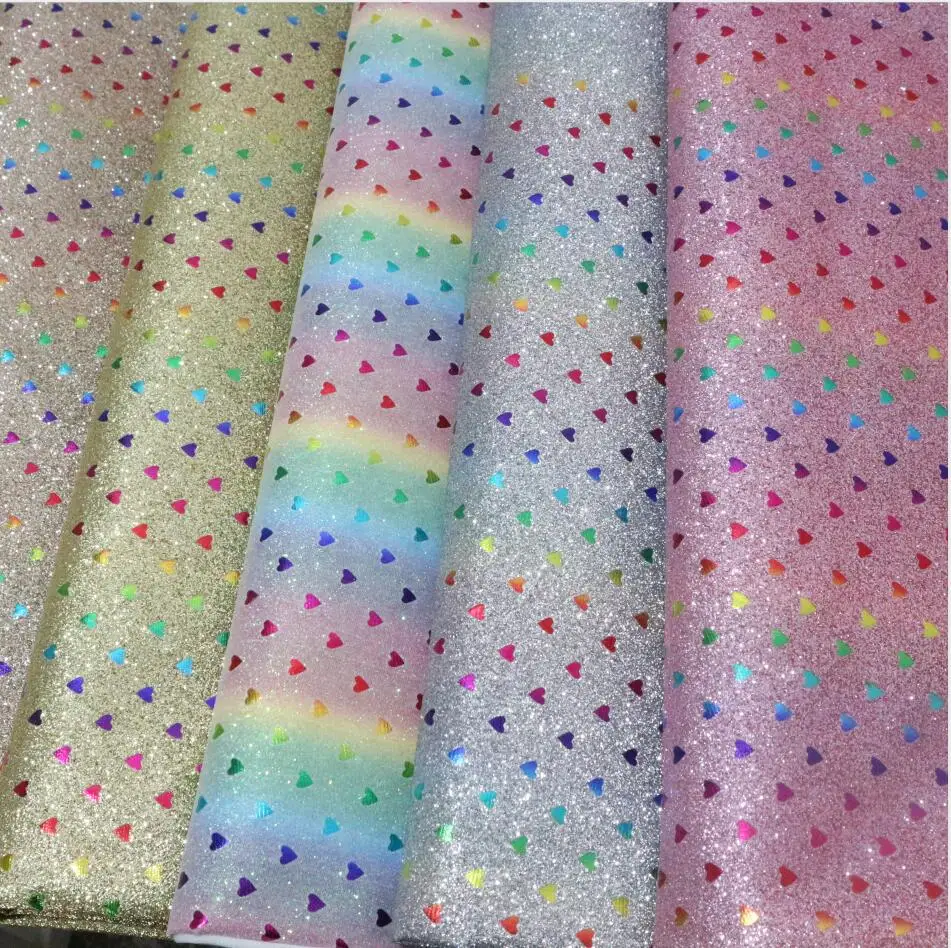 

70*45CM/PC Thin Hearts Glitter Leather Fabric Packaging Material Gift Wrap