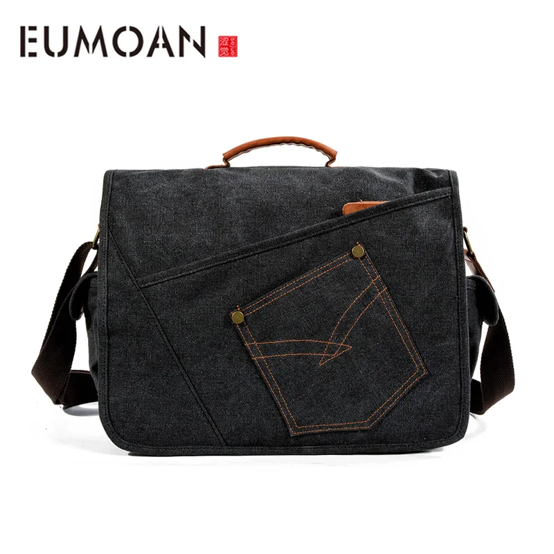 

EUMOAN Casual men's shoulder bag, multi-function horizontal bag, wear-resistant laptop bag, large-capacity postman bag