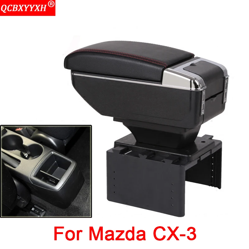 

QCBXYYXH Car Styling PU Leather ABS Auto Interior Frame Armrest Storage Box Cover Internal Decorations Stickers For Mazda CX-3