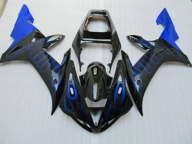 

Motorcycle Fairing kit for YAMAHA YZFR1 02 03 YZF R1 2002 2003 YZF1000 yzfr1 02 ABS Blue flames black Fairings set+7gifts YE35