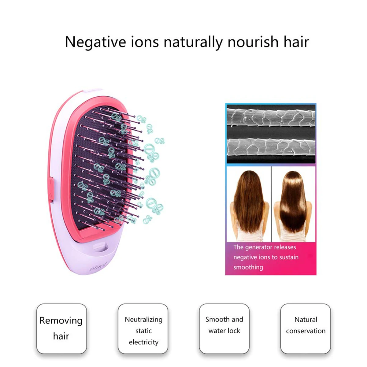 Anti Frizz Brush Magic Electric Ionic Hai Ionic Hairbrush AntiStatic Hair Brush Scalp Comb Massage Negative Ion Hair Styler