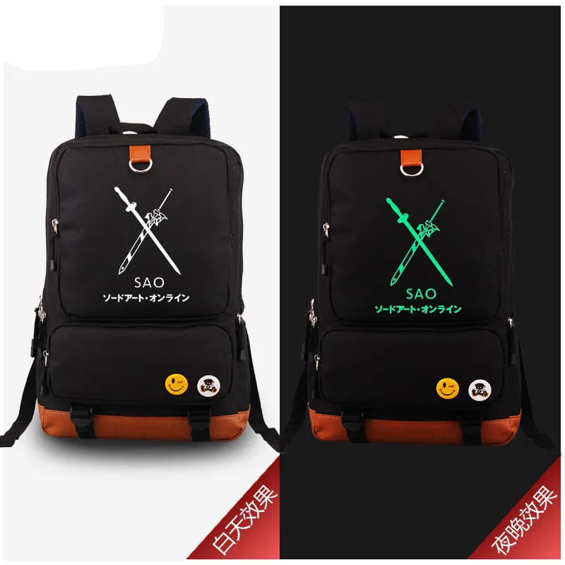 Sword Art Online SAO Luminous Backpack Shoulder Backpack Glow In Dark