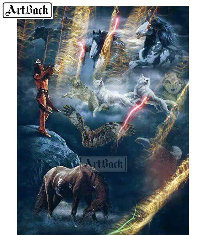 

5D Diamond Painting Horse Wolf Kit Full Square / Round Drill Diamond Embroidery 3d Resin Mosaic Home Decor Gift