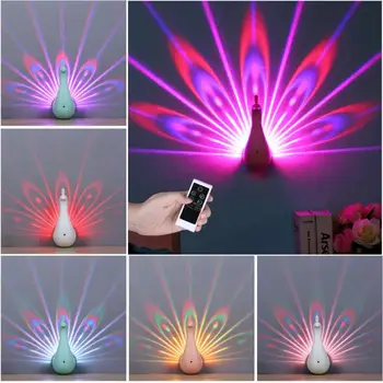 

Peacock Shape 3D LED Projection Lamp Remote Control Night Wall Light Lamp Colorful LED Night Light for Corridors Home Decoration