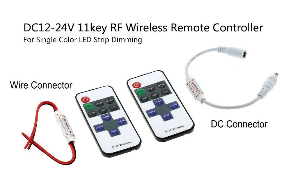 Контроллер светодиодной ленты DC12-24V DC/проводной разъем+ 11key RF беспроводной контроллер для одноцветной светодиодной ленты