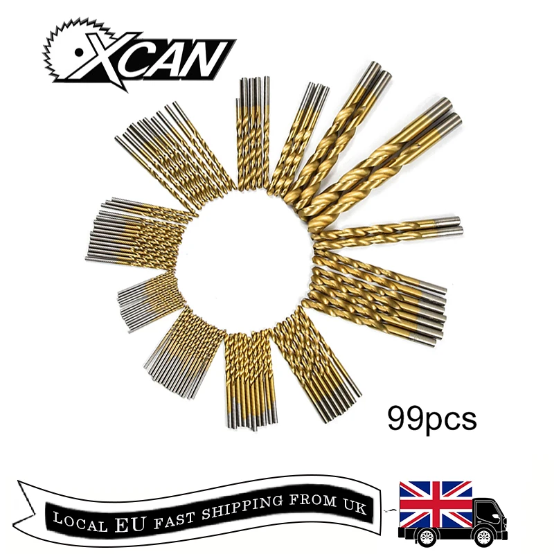 UK 99pcs Drill Bits Titanium Coated HSS Metal High-Speed Steel Set Tool