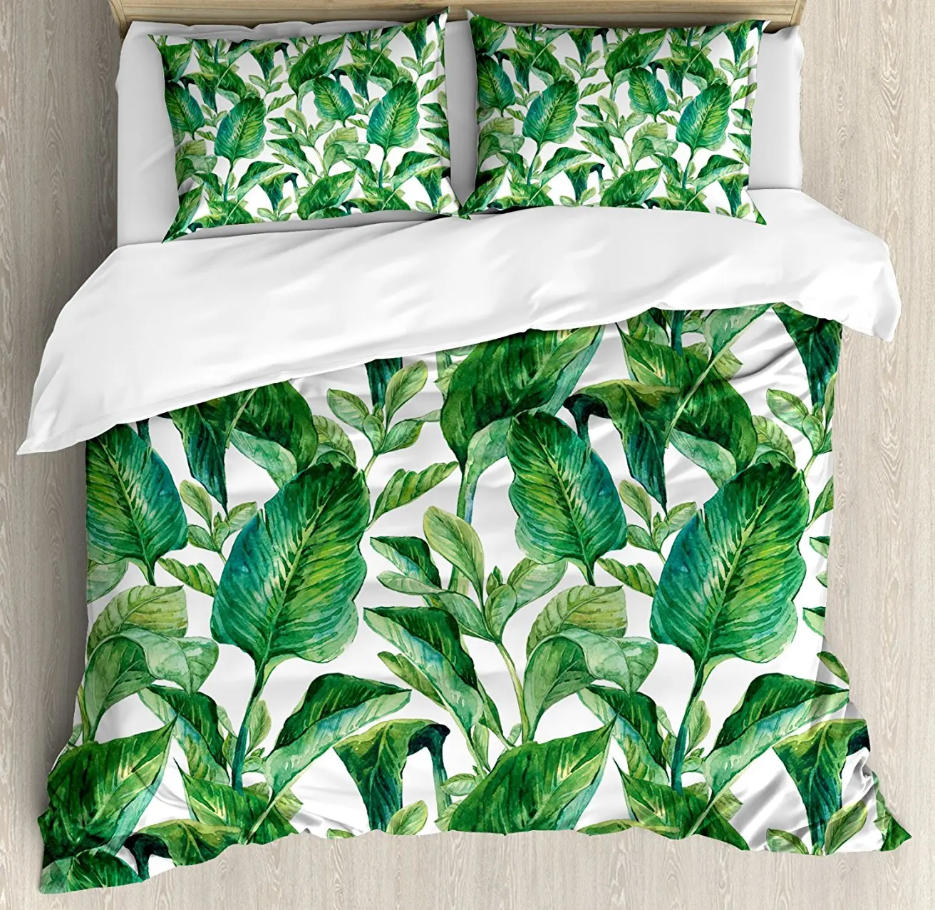 Leaf Duvet Cover Set Romantic Holiday Island Hawaiian Banana Trees
