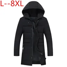 Плюс 8XL 6XL 5XL 4XL зимняя куртка мужская с капюшоном свободная Корейская парка Hombre длинная куртка пальто кашемировая Мужская ветровка парки хлопок