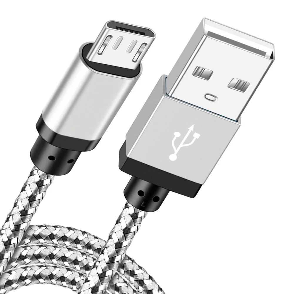 Олаф Быстрая зарядка Micro USB кабель синхронизации данных нейлоновый USB кабель для мобильного телефона для Android адаптер зарядное устройство кабели для samsung кабель - Цвет: silver