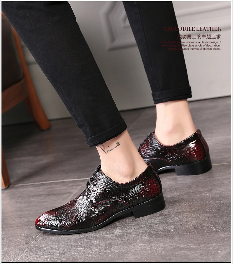 Mens Oxfords Shoe Formal Casual Shoes Men Size 46 Oxfords Pu Leather Emboss Crocodile Men Casual Shoes Leather Lace Brogues Shoe (2)