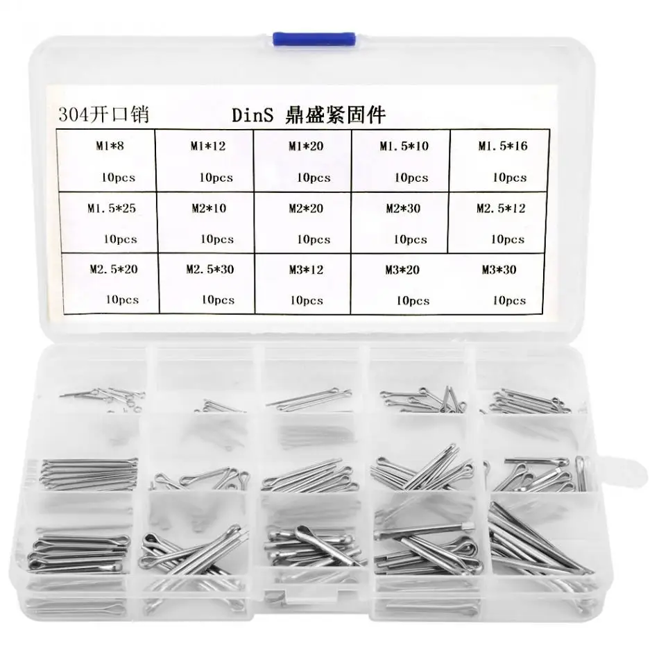 Split Cotter Pins Kit Stainless Steel M1 M3 Fastening Pins Tractor Pin Clip...