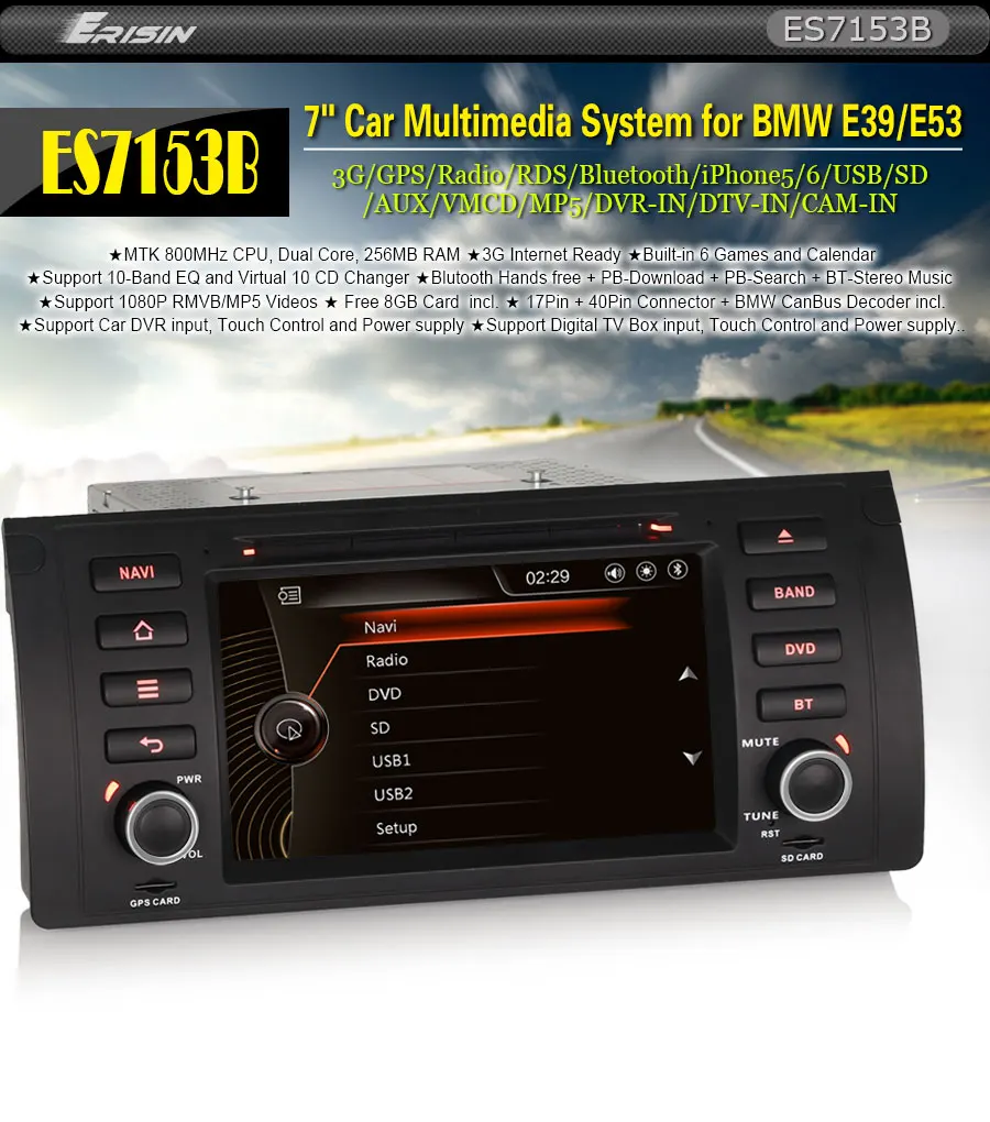 Erisin ES7153B 7 &quotWin8 UI автомобильный dvd-плеер GPS 3G DAB + для BMW E53 | Автомобили и мотоциклы