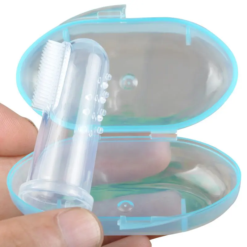 Детская зубная щетка палец Силиконовая зубная щетка + коробка детские зубы прозрачные мягкие силиконовые зубные щетки для младенцев