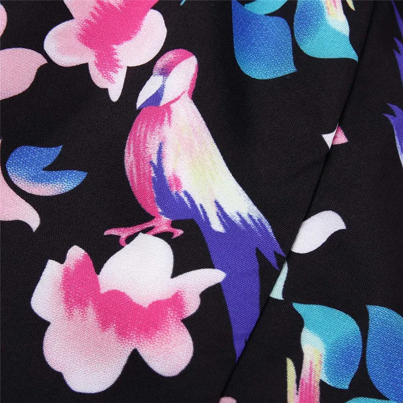 Fashion summer jumpsuit woman 2018 Off Shoulder Floral Bird Print Mini Playsuit Ladies Shorts Bodysuit pantaloni siamesi J21#N (10)