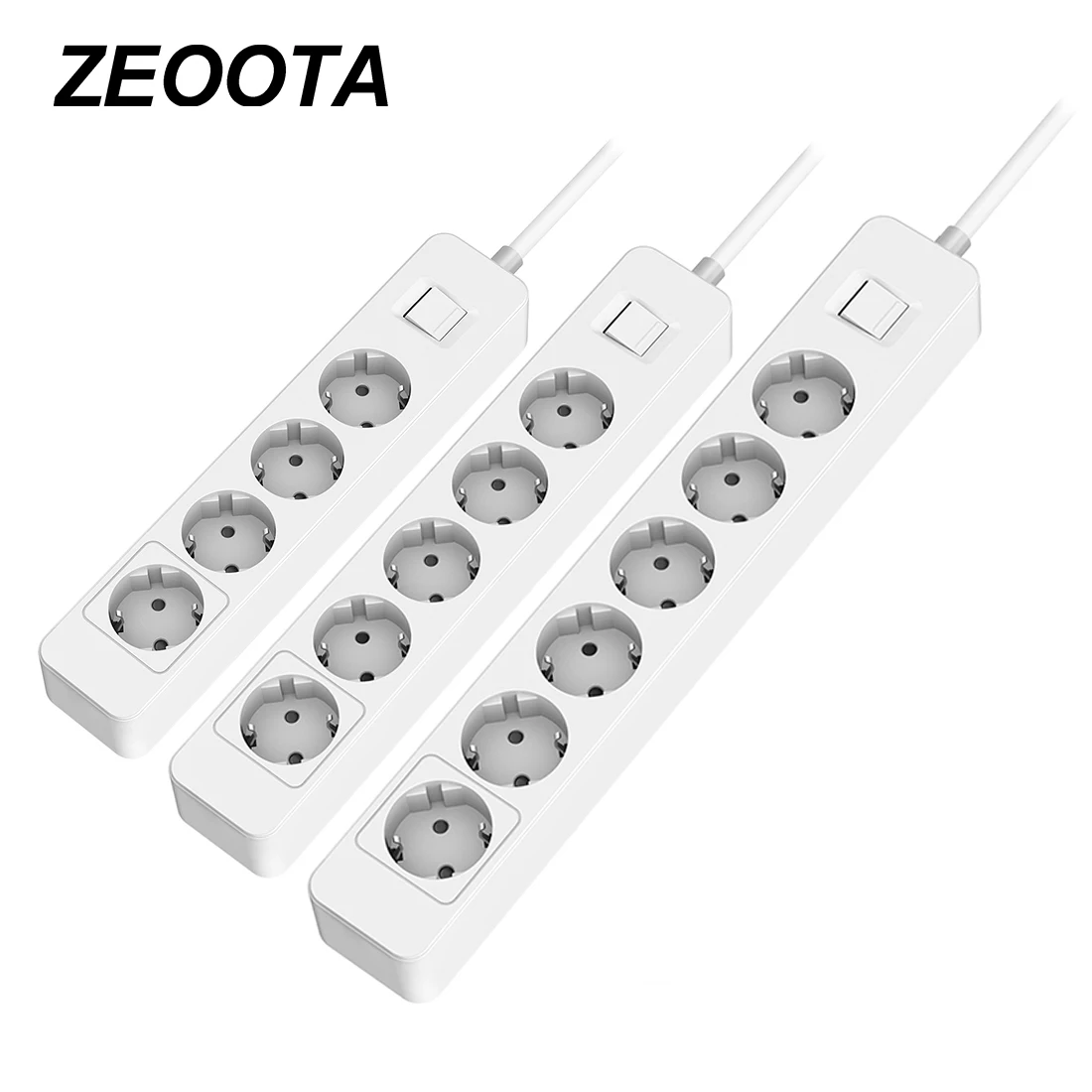 Дешево Мощность полосы 4 5 6 розеток розетки ЕС Plug 16A 250 V 1,5 м Удлинительный переключатель на кабеле Стабилизатор напряжения Защита от перегрузки Desktop