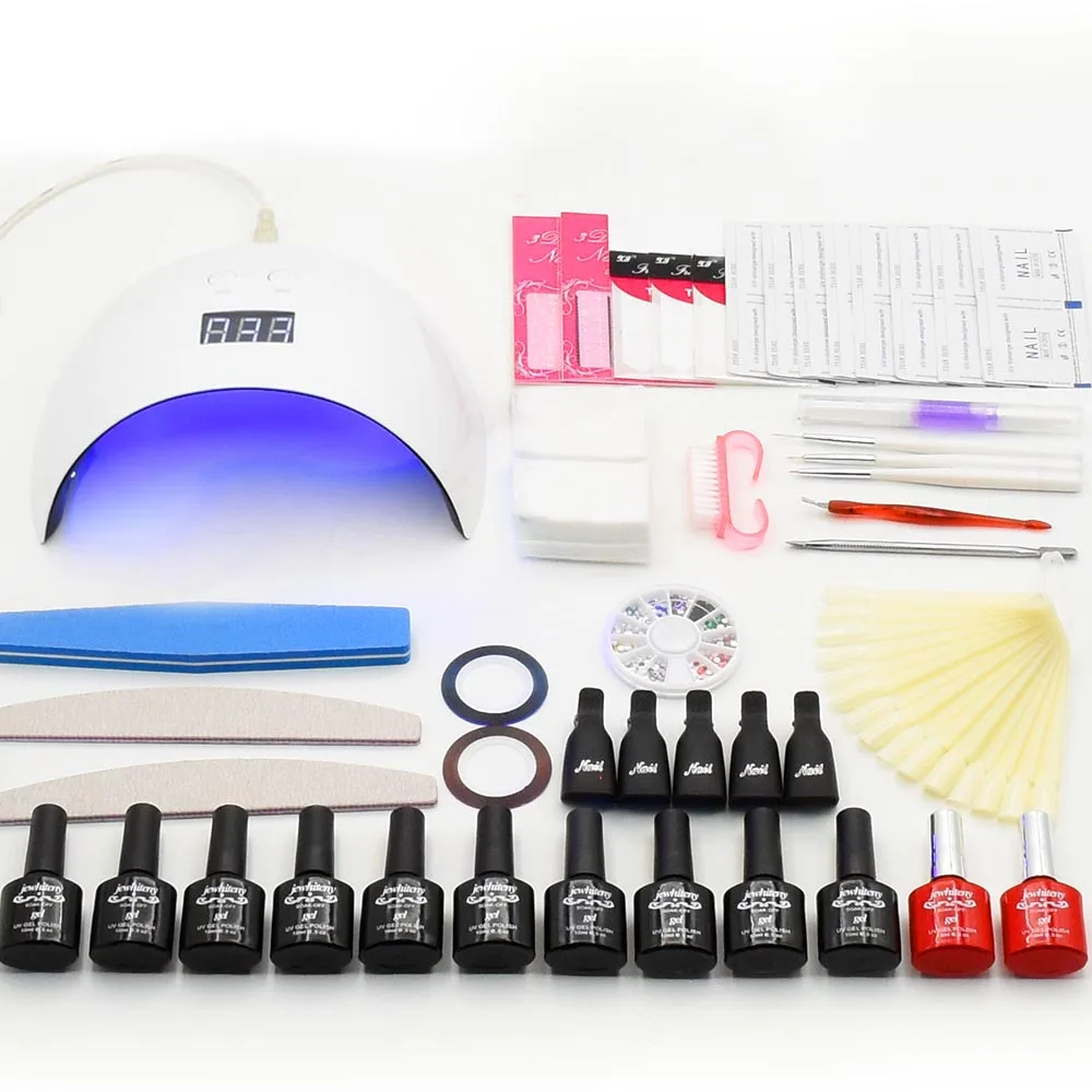 

24W Led Lamp Nail Kit 10 Colors Gel Nail Polish Set Manicure Set Nail Art Tools Manicure Tools Kit 10ml UV GEL Lamp Nail Set