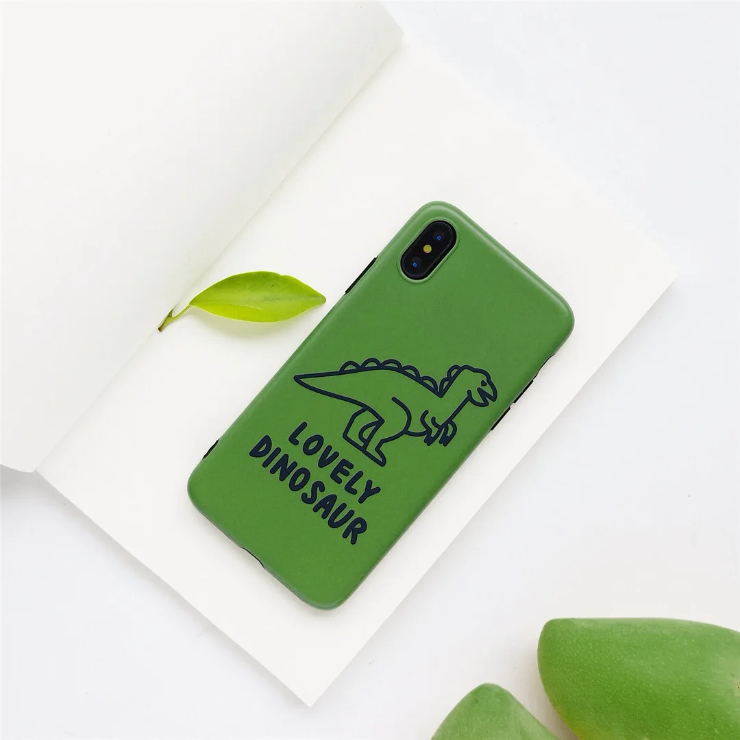 Glam Mobile Shell Летний зеленый милый мультяшный динозавр чехол для iPhone X XS MAX XR 6 S 7 8 Plus
