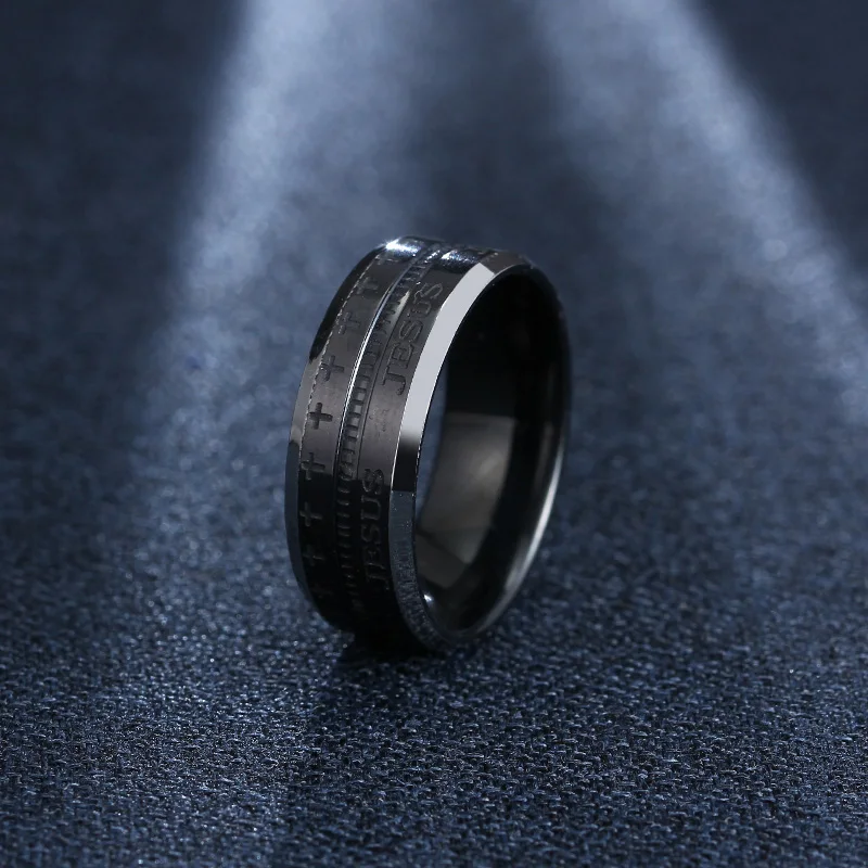CACANA Stainless Steel Rings For Women Men Black Jesus Engagement Fashion Jewelry Rings For Male Party Wedding