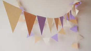 

Pastel Paper Garland 10ft, Lilac Ivory Peach flag garland, baby shower decor, nursery decor, Girl Birthday Party, flag garland
