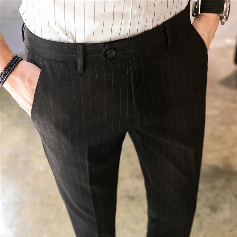 Spring and autumn Men Dress Pant Asian Size 28 29 30 31 32 33 34 36 Mens trousers Gray and black pants men