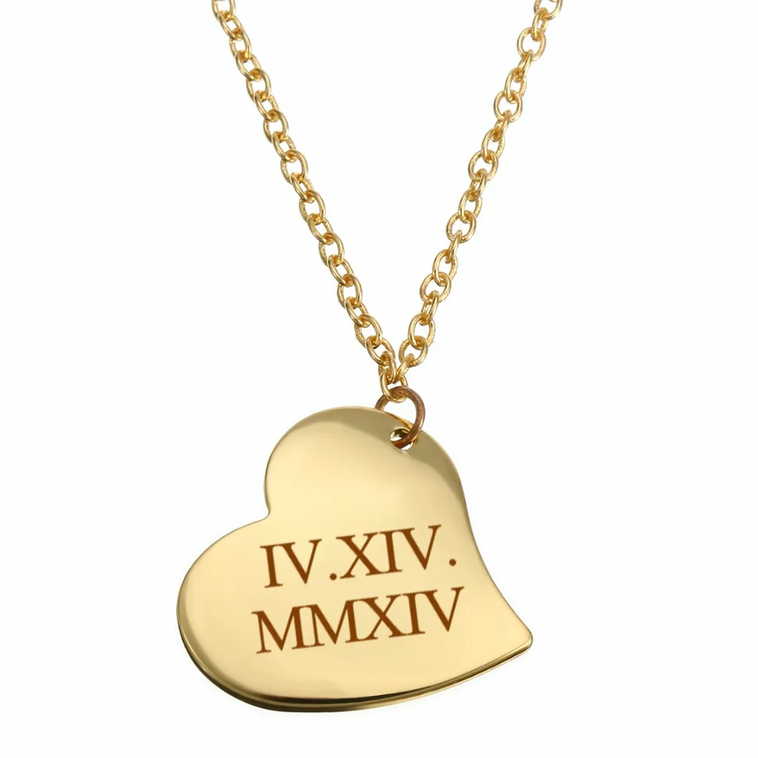Men Women DIY Personalized Engrave Name Letter Heart Necklace Stainless Steel Jewelry Trendy Vintage Customized Gift Shellhard