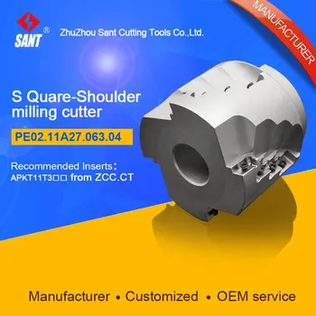 

Indexable milling cutter with 90degree PE02.11A27.063.04/EMP03-063-A27-AP11-04 Matched carbide insert APKT11T3 at SANT company