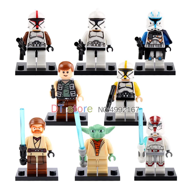 

50Pcs/Lot Legoing Building Blocks Figures Star Wars The Force Awakens Commander White Clone Trooper Yoda Toys For Children SY195