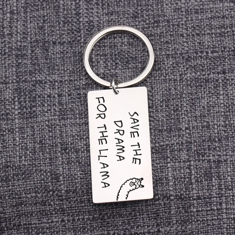 

Key Ring Save The Drama For The Llama Funny Keychain Party Favor Key Holders Bag Charm Friends Present Interseting Gift Keytag