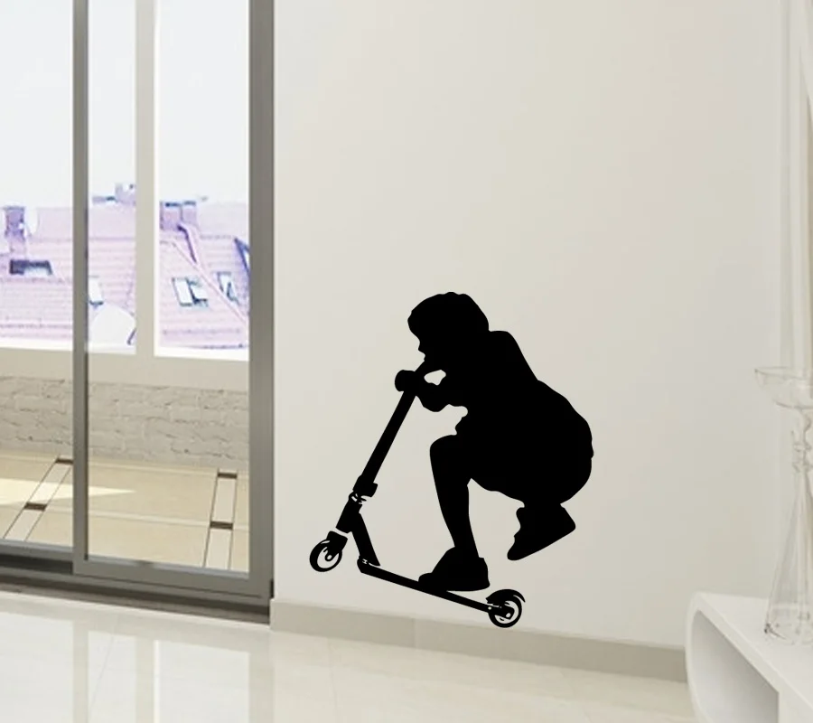 

EXTRA LARGE STUNT TRICK SCOOTER CHILD BEDROOM WALL ART STICKER TRANSFER DECAL