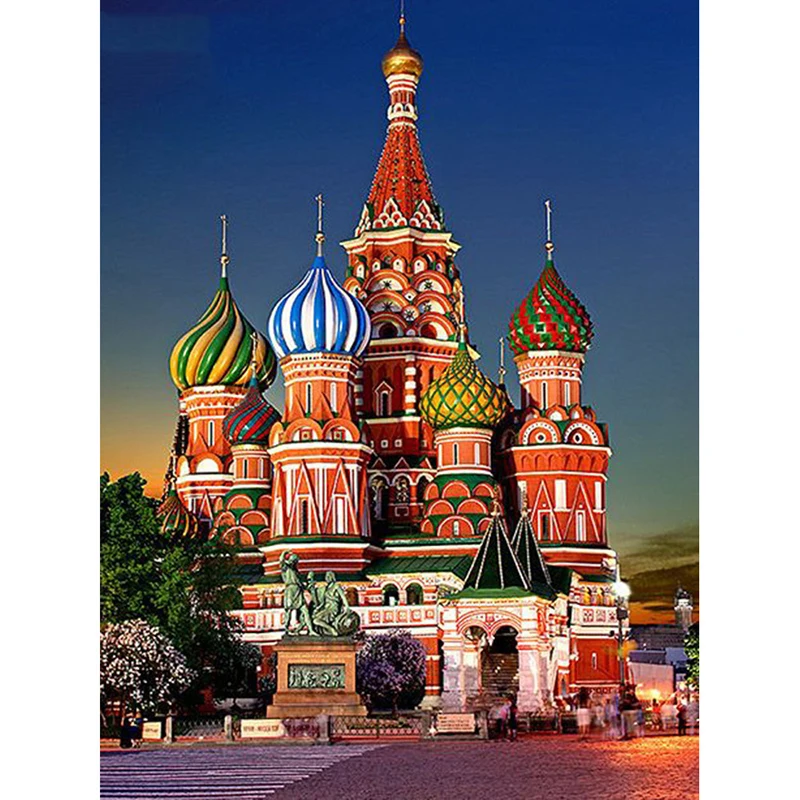 5D алмазная живопись полная выкладка Московская церковь Алмазная мозаика стразы