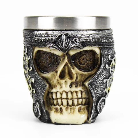 Skull Cup Mugs Style Contain Skull Viking Pirate Gothic White Spirit Whiskey Juice Mugs BEST Dirthday Halloween Gift