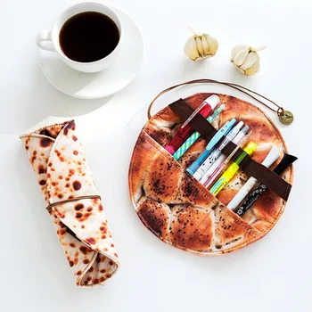 

Portable Pen Bag Imitation Pancake Pizza Stationery Rolled Collection Bag New Creative organizer packaging