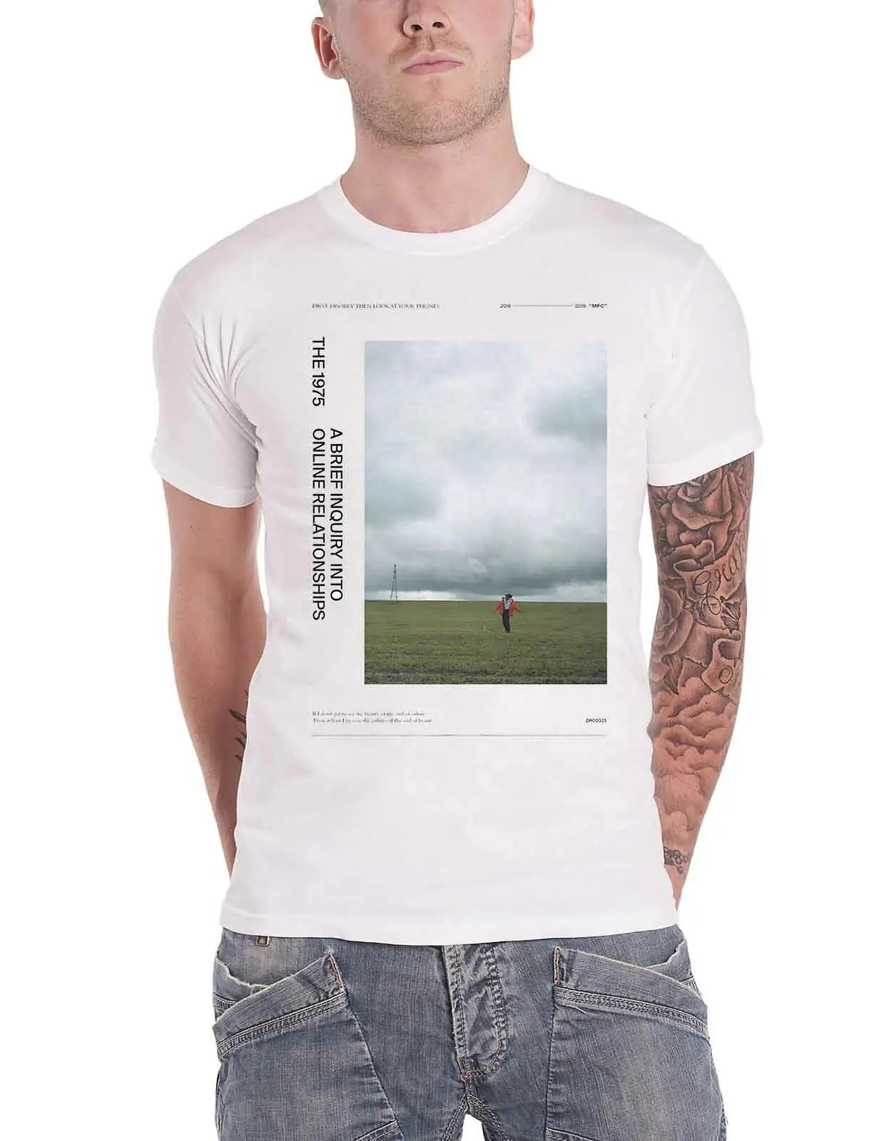 

The 1975 T Shirt A Brief enquiry Side Fields Band Logo new Official Mens White
