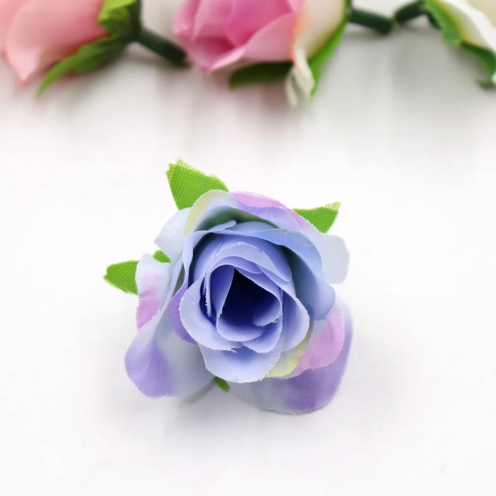 100pcs 3.5cm Artificial Flower High Quality Silk Fascination Rose Flower Wedding Rosa Rosa DIY Gift Handrail Handmade Flower