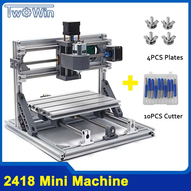 TWOWIN CNC 2418 мини CNC лазерный станок Рабочая зона 24x18x4,5 см 3 оси PCB фрезерный станок с GRBL управлением CNC маршрутизатор CNC 2418 - Цвет: 2418 without laser