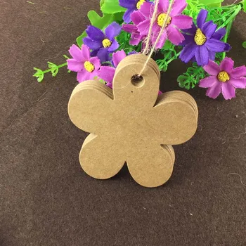 

6.3x6.3cm 200pcs/lot+200pcs string Kraft flower Paper Gift Cards/Tags for Wedding Party Favor Gift Decoration Scrapbooking Paper