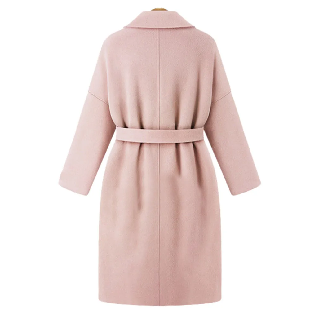 2018 Hxroolrp Warm Womens Winter Lapel Wool Coat Trench Loose Lace Overcoat Outwear Velvet Abrigo Mujer Vadim Solid Casual 10