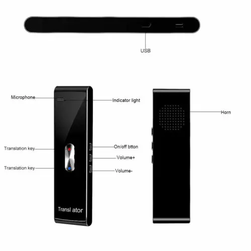 Умный переводчик с голосовым каналом Bluetooth для учебы путешествий бизнеса