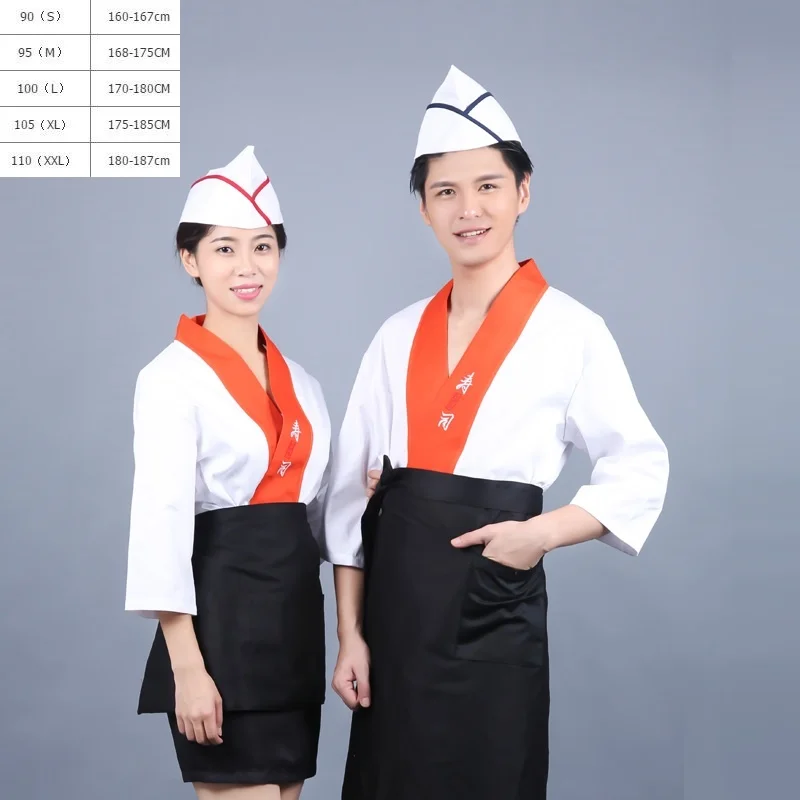 (10sets-Hat-Apron-Shirt) японская кухня комбинезоны суши Ресторан Кухня семь корейское кимоно комбинезоны Униформа куртка Толстая