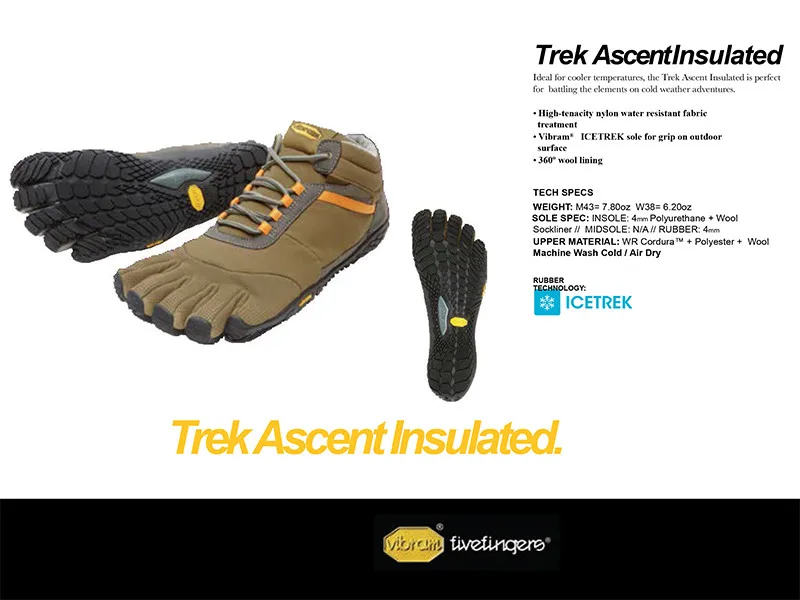 Vibram Fivefingers Trek Ascent изолированные мужские кроссовки для спорта на открытом воздухе зимняя теплая шерстяная тренировочная походная альпинистская обувь