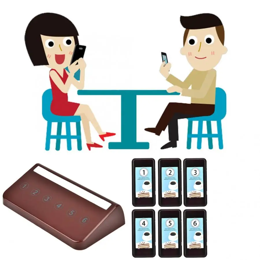 

Restaurant Wireless Calling Paging Queuing System Transmitter and Six Pagers